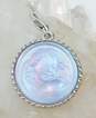 Kirks Folly Lavender Glass Carved Angel Silver Tone Charm Pendant 13.7g image number 1