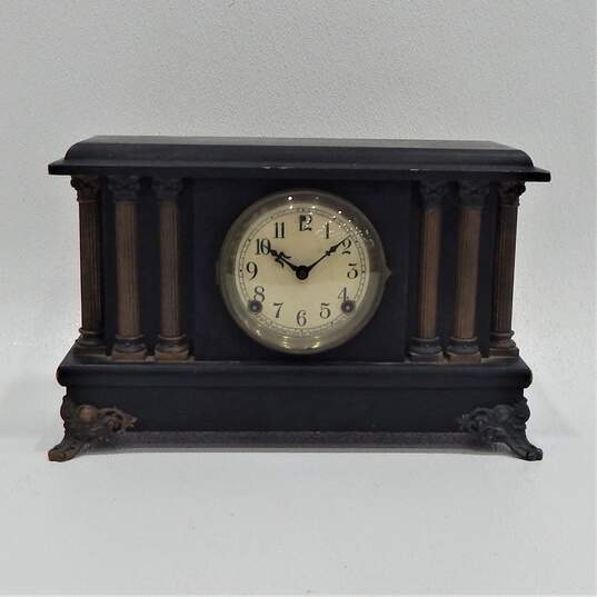 Antique Sessions Eight Day Half Hour Strike Adamantine Style Mantel Clock W/ Key image number 1
