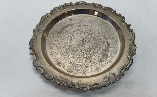 Miniature Mid Century Silver Plate Vases/Tray Decorative Pair of Onyx Bud Vases image number 9