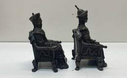 Vintage Cast Iron Seated Emperors 8in Tall Bookends Oriental Metal Figurines alternative image