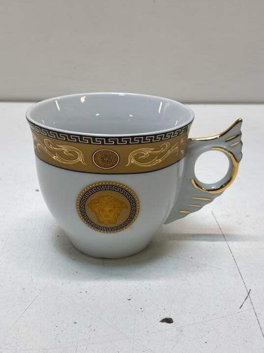 Porcelain Dinnerware Plates -Gold Rim 5 Piece Set - Versace Style Tableware image number 6