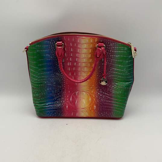 Brahmin Womens Rainbow Alligator Skin Texture Zipper Pocket Satchel Bag Purse image number 1