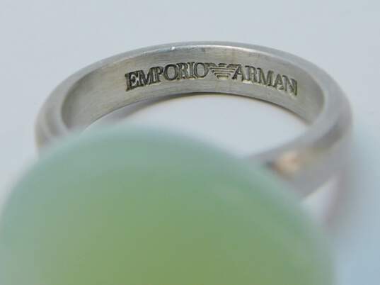 Emporio Armani 925 Modernist Light Green Chalcedony Brushed Unique Band Ring 11.3g image number 4