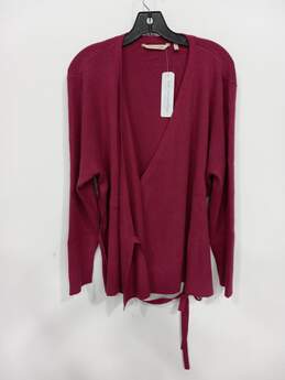 Soft Surroundings Women's Clare Wrap Sweater Dark Fusia LS Size 2X
