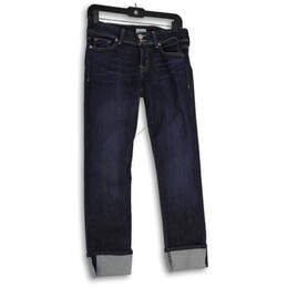 Womens Blue Denim Cuff Medium Wash 5 Pocket Design Skinny Jeans Size 27