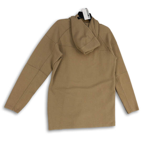 NWT Womens Tan Long Sleeve Hooded Zip Pockets Pullover Hoodie Size Medium image number 2