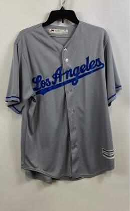 Majestic Mens Gray Los Angeles Dodgers Major League Baseball Jersey Size Large
