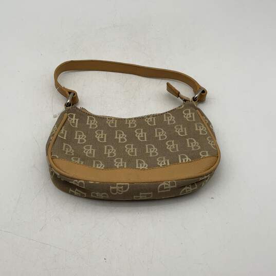 Dooney & Bourke Womens Brown Signature Print Zipper Pocket Shoulder Bag Purse image number 1