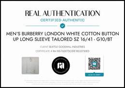 Burberry Men's White Tailored Cotton Button Up Long Sleeve Shirt Size 16/41 COA alternative image