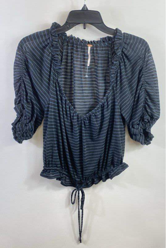 Free People Women Blue Striped Dorothy Crop Top PS image number 1