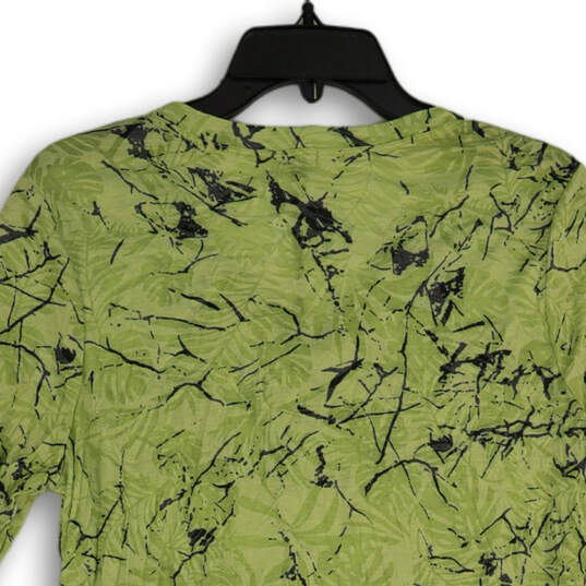 NWT Womens Green Floral Short Sleeve V-Neck Pullover Blouse Top Size S P image number 1