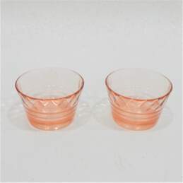 Pink Depression 8oz Diamond & Ribbed Optics Glass Bowls Set of 2