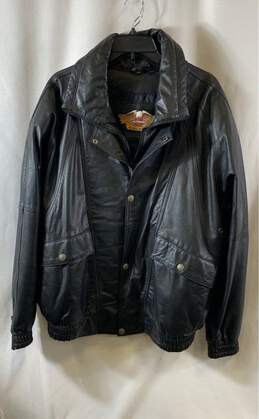 Harley-Davidson Mens Black Leather Long Sleeve Full Zip Motorcycle Jacket Sz XL