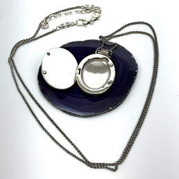 Designer Brighton Two-Tone Link Chain Oval Shape Ornate Pendant Necklace alternative image