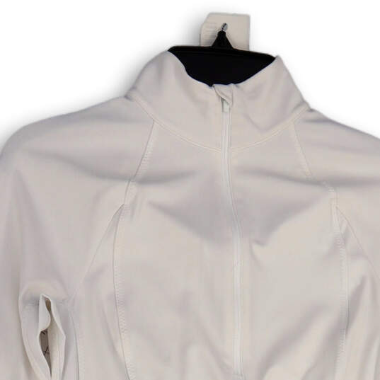 Womens White Thumb Hole Long Sleeve 1/2 Zip Activewear Jacket Size XXS image number 3