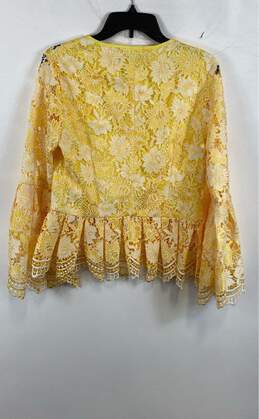 Boston Proper Womens Yellow Floral Ruffled Long Sleeve Open Front Jacket Size 8 alternative image