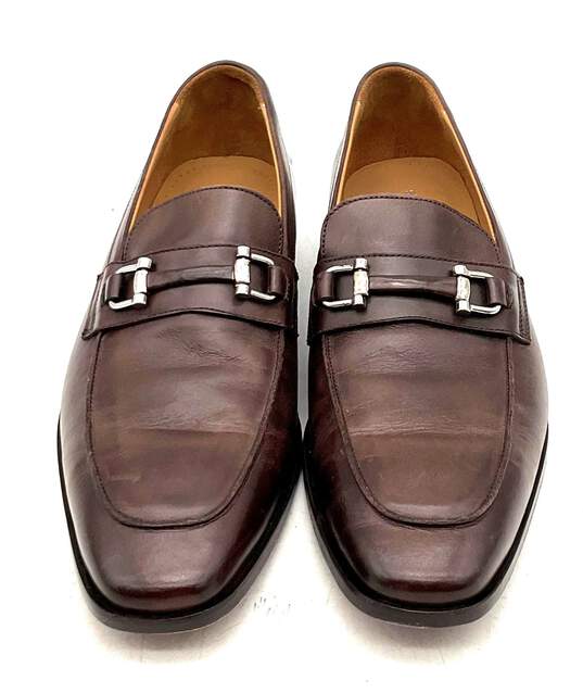 Saks Fifth Avenue Men's Brown Leather Bit Loafers Size 9 image number 3