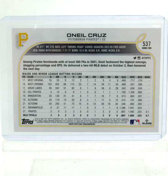 (2) 2022 Oneil Cruz Topps Rookie Cards Pittsburgh Pirates image number 3