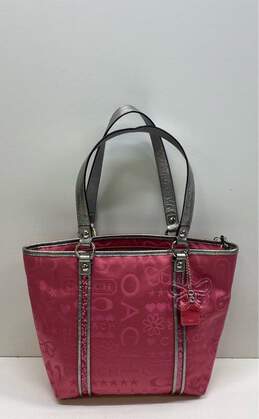 COACH F15709 Pink Bandana Glitter Graffiti Tote Bag
