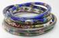 Vintage Cloisonne Enamel Multicolor Floral Bangle Bracelets 73.2g image number 1