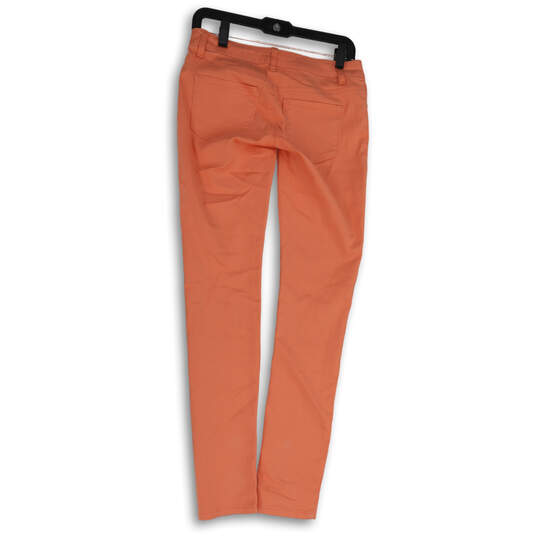 Womens Orange Denim Dark Wash Pockets Stretch Skinny Leg Jeans Size 1 image number 2