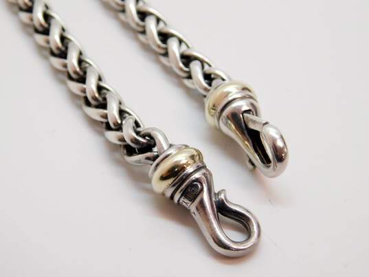 David Yurman Sterling Silver & 14K Yellow Gold Heavy Wheat Chain Necklace 52.4g image number 2