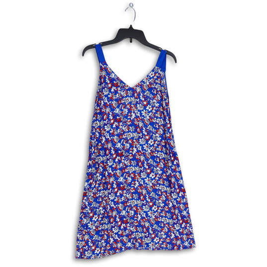 Womens Blue Floral V-Neck Sleeveless Mini Pullover A-Line Dress Size XXS image number 2