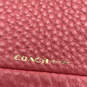 Womens Pink Leather Detachable Strap Triple Pockets Zipper Satchel Bag image number 5