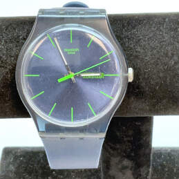 Designer Swatch Blue Rebel Round Dial Adjustable Strap Analog Wristwatch