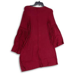 NWT Womens Red Knit Bell Sleeve Keyhole Neck A-Line Dress Size Medium alternative image