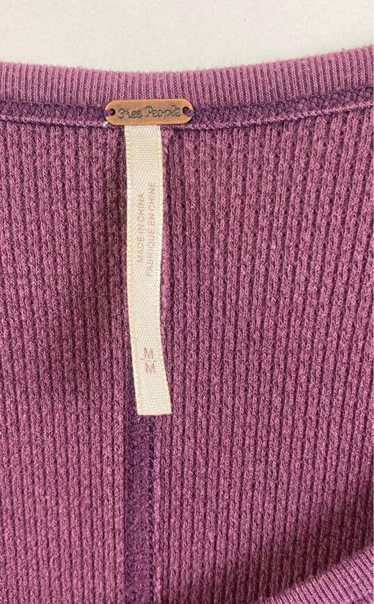 Free People Womens Burgundy Long Sleeve Henley Neck Thermal Top Size Medium image number 3
