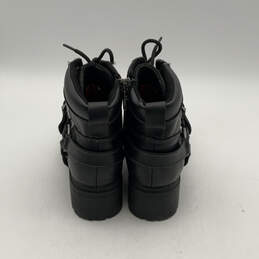 Womens Tegan Black Leather Round Toe Lace Up Ankle Biker Boots Size 7 M alternative image