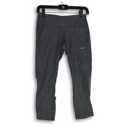 Nike Womens Gray Dri-Fit Flat Front Elastic Waist Pull On Cropped Pants Size S