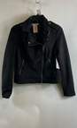 NWT Philosophy Womens Black Faux Suede Cropped Motorcycle Jacket Size Small image number 1