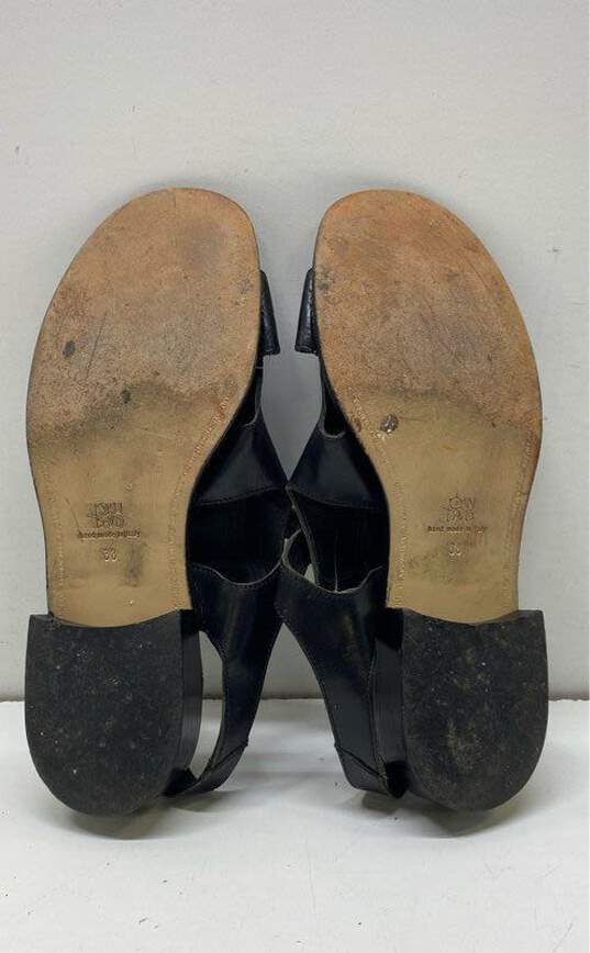 Joan & David Black Leather Strappy Flat Sandals Shoes Size 38 image number 5