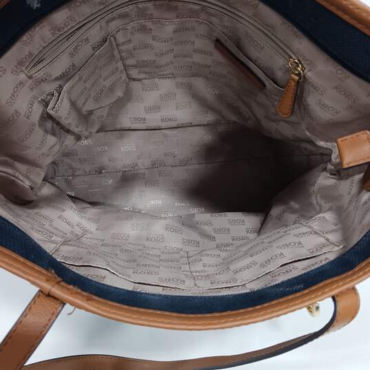 Michael Kors Trimmed Canvas Leather Shoulder Bag