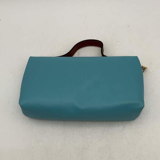 Longchamp Womens Blue Brown Outer Zipper Pocket Cosmetic Makeup Handbag Case image number 2
