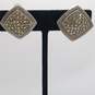 Sterling Silver Marcasite 20.2mm Clip-On Earrings 13.5g image number 1