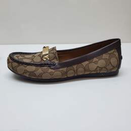 Coach A01918 Olive Outline Signature C Khaki Chestnut Brown Loafers Sz 10B alternative image