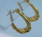 14K Yellow Gold Textured Oblong Hoop Earrings 1.2g image number 2