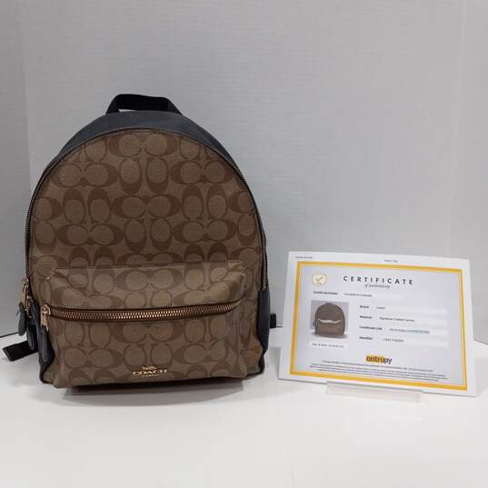 Authenticated Women's Coach Charlie Coated Signature Backpack image number 2