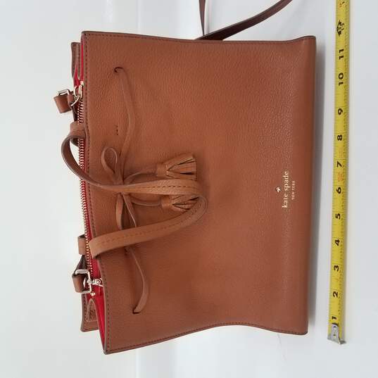 Buy the Kate Spade Brown Leather Crossbody Bag Purse w/ Red Lining |  GoodwillFinds