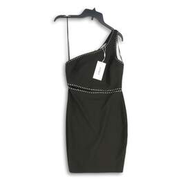 NWT Likely Womens Black Studded One Shoulder Back Zip Sheath Dress Size 6