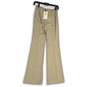 NWT Theory Womens Tan Flat Front Wide Leg Zipper Pocket Ankle Pants Size 00 image number 2