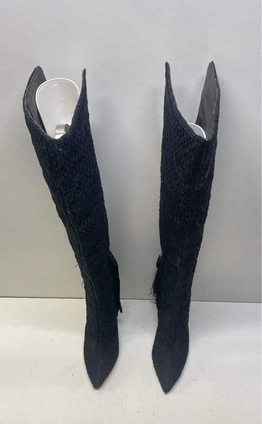 Vince Camuto Imagine Woven Knee High Tassel Boots Black 7.5 image number 5