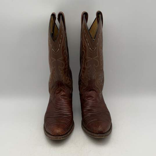 Dan Post Mens Brown Leather Embroidered Knee Length Cowboy Western Boots Sz 9.5 image number 3