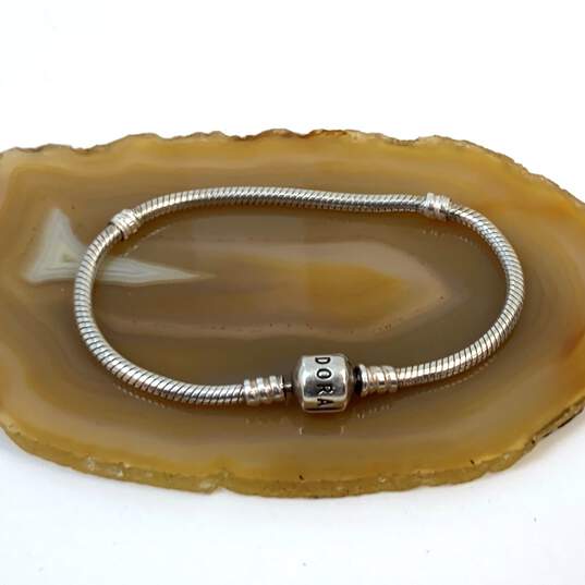 Designer Pandora S925 ALE Sterling Silver Barrel Clasp Snake Chain Bracelet image number 1