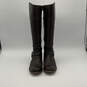 Womens Brown Leather Round Toe Side Zip Knee High Ridding Boots Size 7 B image number 2