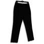 Womens Black Flat Front Pockets Side Zip Straight Leg Dress Pants Size 8 image number 3