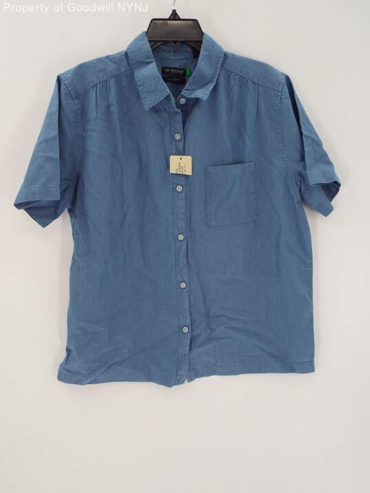 DOCKERS MEN'S SHORT SLEEVED BUTTON UP SHIRT-BLUE-SZ LAGE image number 1